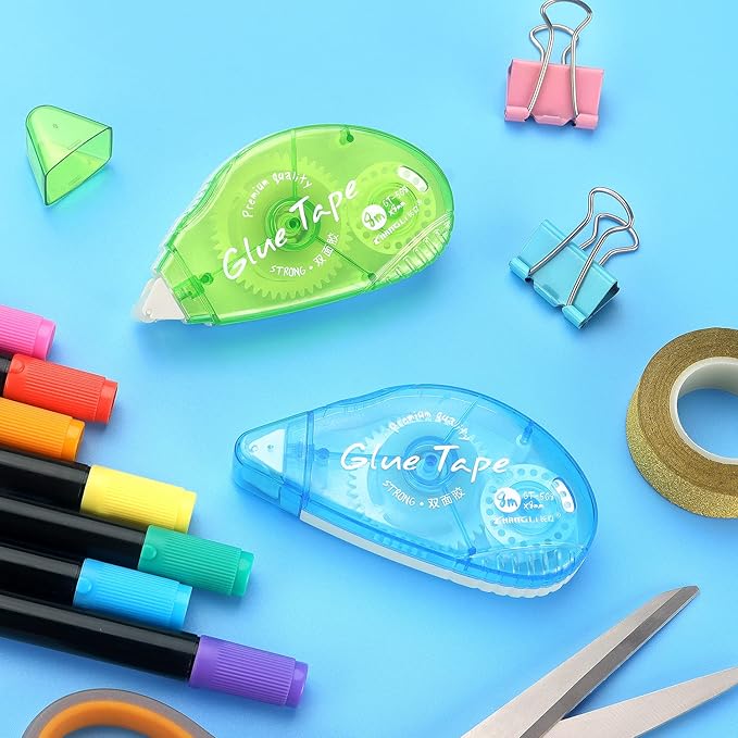 Tamaki 6 Pack Double Sided Tape Roller, Adhesive Scrapbooking Glue Tape, Adhesive Tape Dispenser Runner for Crafts and Arts Projects, Photo Tape for Scrapbooking