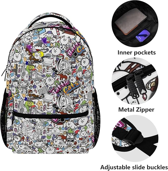 Cat Gaming Backpack Kids School Bag Lightweight Daypack Travel Laptop Bag Women Men Bookbags