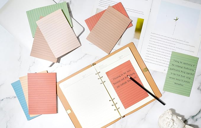 9 Pads Lined Sticky Notes 4x6 in Post, Vintage Colors Self Pad Its, Super Sticking Power Memo Pads Its, 40 Sheets/pad