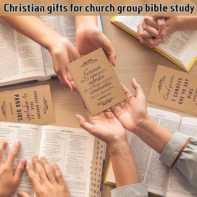 Fuutreo 30 Sets Spanish Christian Notebook Bible Verse Ballpoint Pen Versículos Bíblicos En Español Religious Easter Gifts for Women Men Bible Study Sunday School