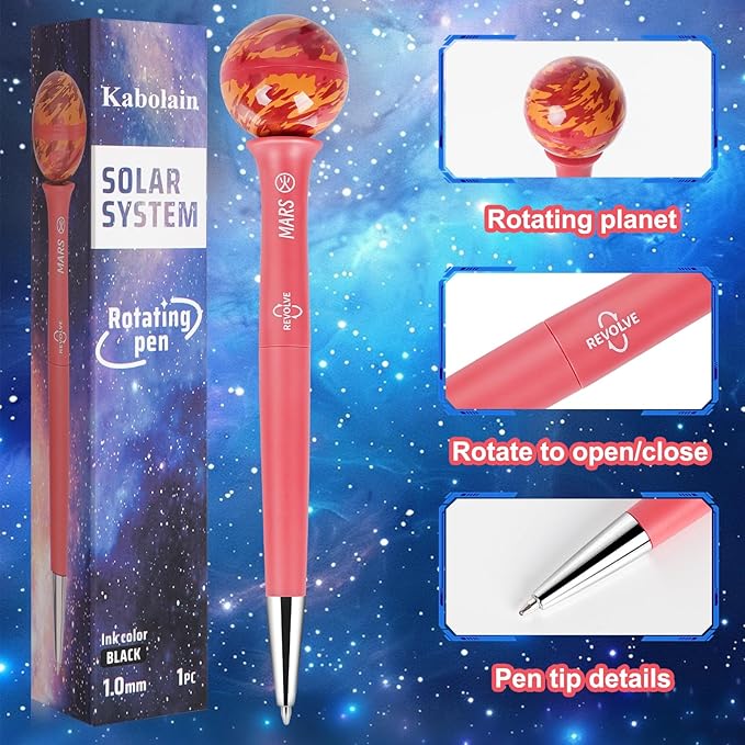 Rotating Gel Ink Rollerball Mars Pen, 1.0mm Black Nib, Students Decompress the Rotary Pen,with Quick-Drying Ink Suitable for Schools, Offices