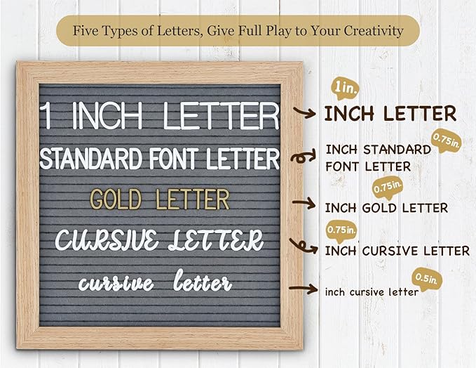 Grey Changeable Felt Letter Board with Letters, Pre Cut & Sorted 725 Letters, First Day of School Board, 10x10 Inch Message Board, Classroom Decor, Sign Board, Sign board