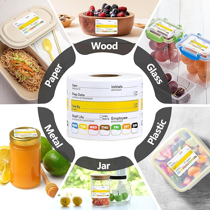 300 Pcs Restaurant Quality Shelf Life Food Rotation Labels, 2” x 3” Self-Adhesive Removable Freezer Food Labels Stickers, Perfect for Reusable Containers, Easy to Remove, Food Safety Date Sticker