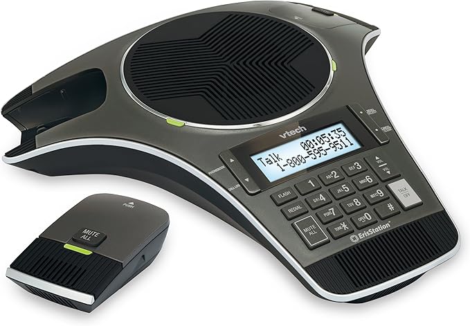 VTech VCS702 ErisStation DECT 6.0 Conference Phone with Two Wireless Mics Using Orbitlink Wireless Technology