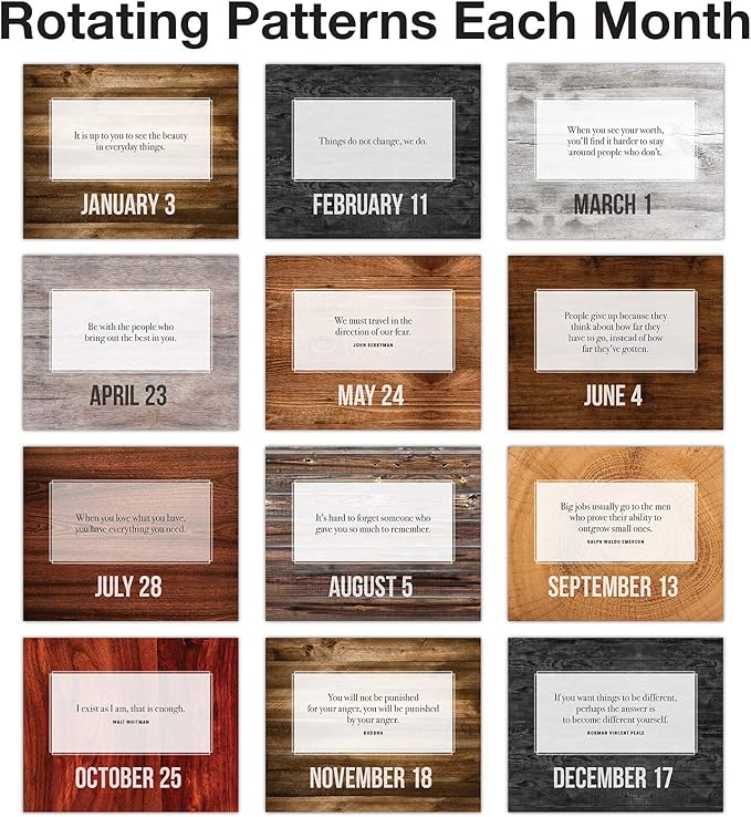 Global Printed Products Motivational & Inspirational Perpetual Daily Flip Calendar Self-Standing Easel (Woodgrain)