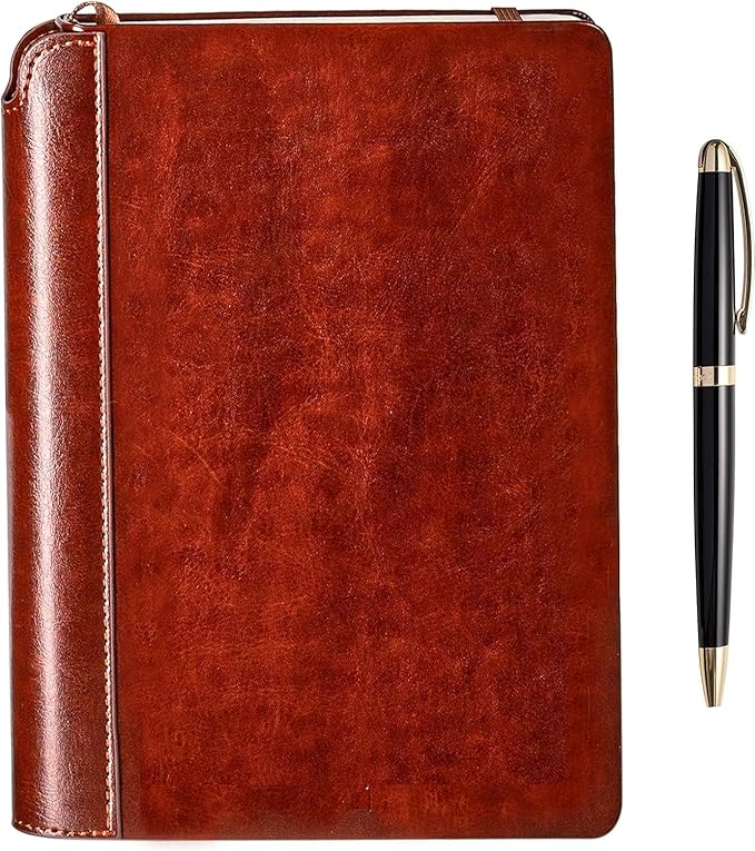 SETTINI® Lined Journal - Classic Journal for Writing Gift Set - Hardcover Vegan Leather, Includes Luxury Pen in a Unique Pen Holder, 192 Pages, 6 x 8.5 inches, Birthday Gifts for Men