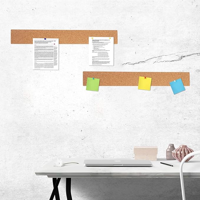 FEBSNOW 3 Pcs Bulletin Strip Cork Strip Cork Bulletin Bar Strip Natural Frameless Cork Board Strips with Strength Adhesive Backing for Office, School, Home Holiday Decor 15" X 2"- 1/2" Thick
