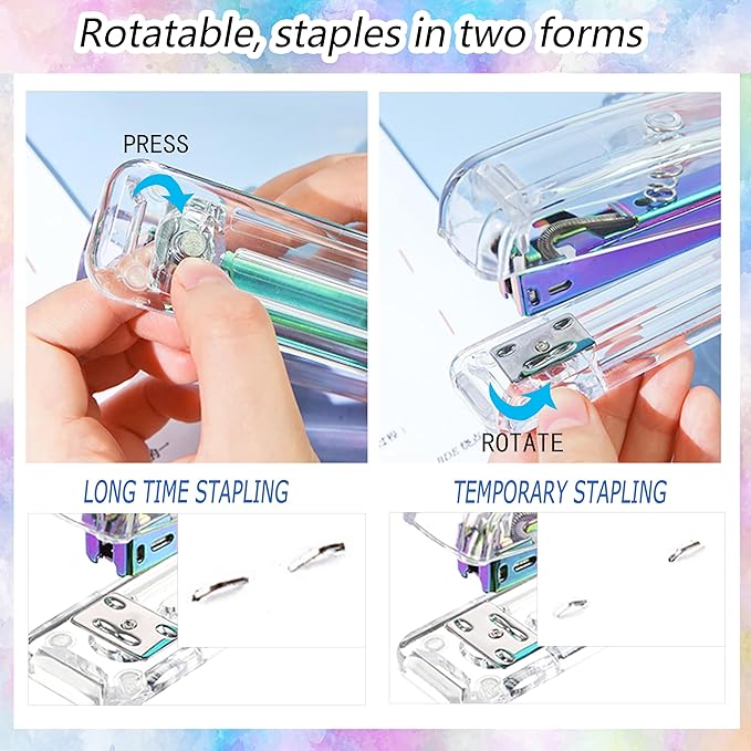 Dream Color Desk Accessories, Office Desk Organizers and Accessories Supplies with Mesh Desk Organizer, Tape Dispenser, Stapler, Staples, Ballpoint Pen, Clips Set, Ruler, Scissor, Sticky Tabs