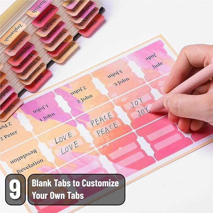 Mr. Pen- Bible Tabs, 75 Tabs, Spring Pink, Laminated Bible Tabs for Women and Men, Bible Tabs for Study Bible, Bible Index Tabs, Bible Book Tabs, Bible Labels Tabs, Mr Pen Bible Tabs