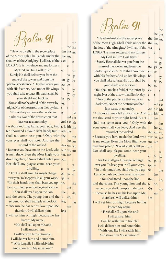 Bible Verse Psalm 91 Christian Bookmarks, Christian Bookmark, Page Marker Divider, Christian Gifts for Men Woman Father Mother Faith Hope Encouragement (Pack of 8)