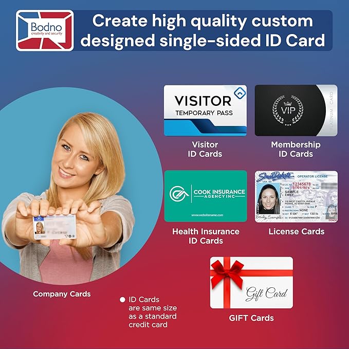 Bodno Evolis Primacy 2 Single Sided ID Card Printer & Complete Supplies Package Bronze Edition ID Software