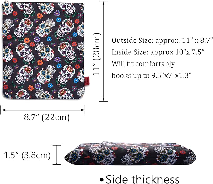 Book Sleeve for Book Lovers, Bookish Book Protector, Book Covers for Paperbacks, Washable Fabric, Book Sleeves with Zipper, Medium 11 Inch X 8.7 Inch