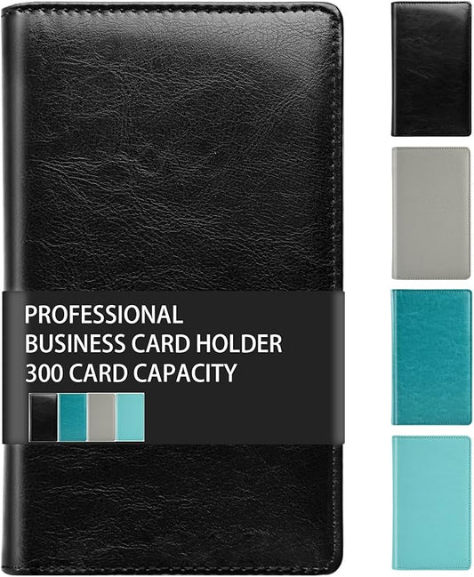 300 Card Capacity Leather Business Card Book Holder Organizer, Card Binder Professional PU Name Card Credit Cards Booklet (Multiple Colors Optional)