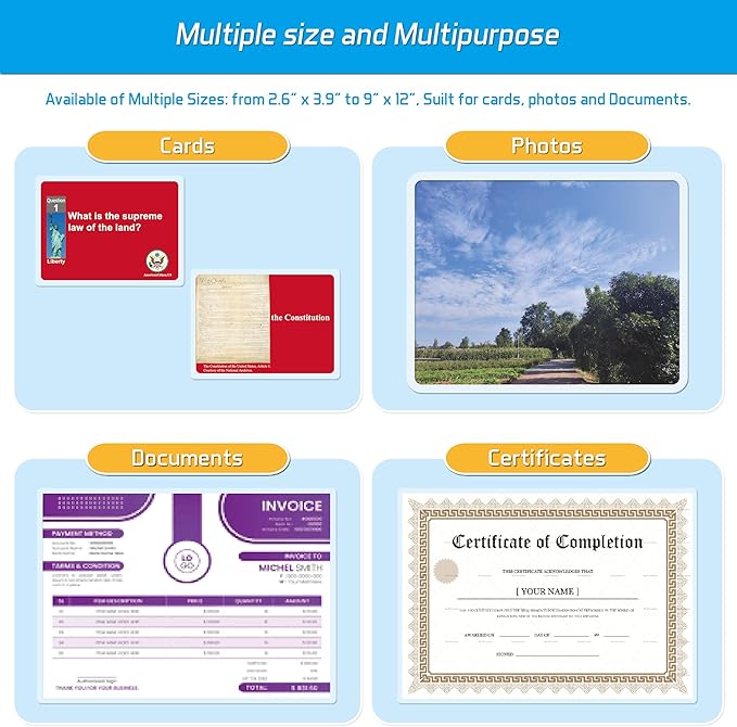 Self-Sealing Laminating Pouches, 5.4" x 7.4'', 18mil, 20 Pack, Easy-to-Use, No Machine Needed, Preserve Photos, Cards & More, Durable, Waterproof Seal, Ideal for Home, Office & School Use