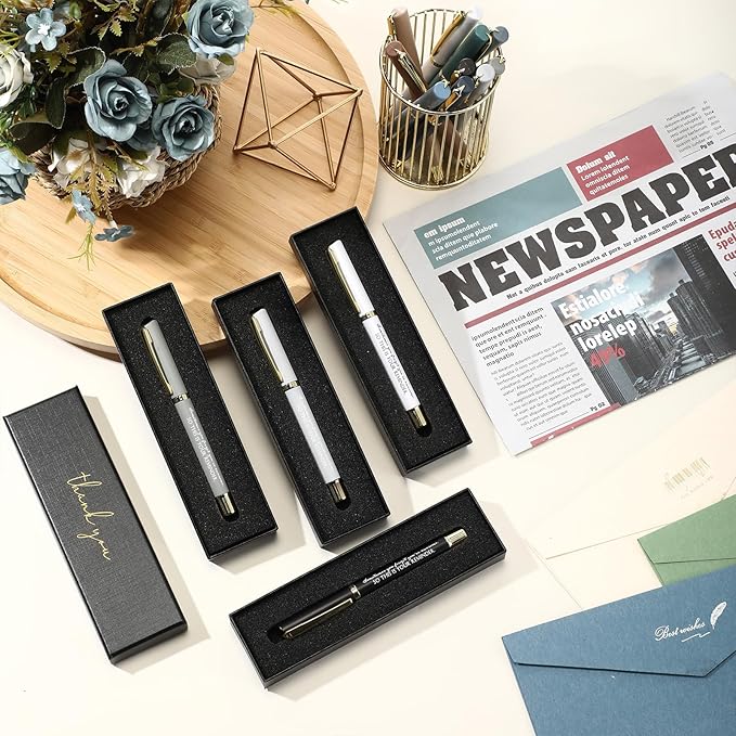 PerKoop 10 Set Thank You Gifts Inspirational Ballpoint Pens with Gift Boxes Bulk Appreciation Party Favors for Employee Coworker Staff Team Friends Office Supplies(Macaron,Reminder)