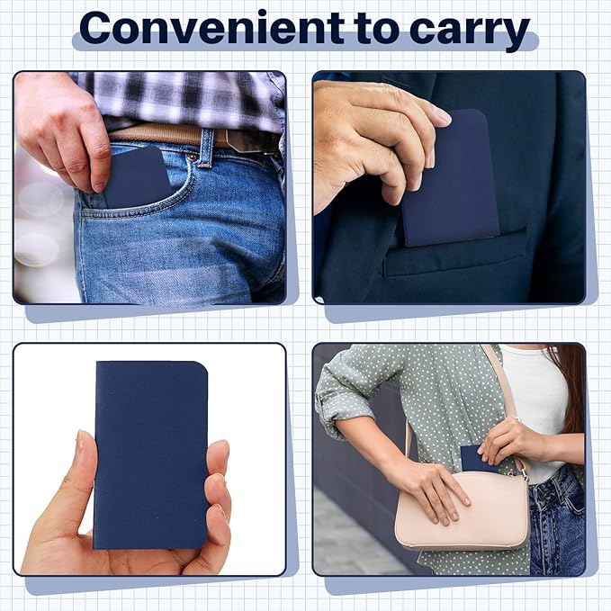 Outus 15 Pcs Mini Pocket Notebook 2.5" x 4" Small Journal Kraft Paper Notepads Bulk Softcover Pocket Notepad Memo Diary Subject Notebooks for Traveler Worker(Blue,Lined Style)