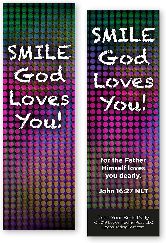 Children and Youth Bookmark, Smile God Loves You, John 16:27, Pack of 25, Handouts for Classroom, Sunday School, and Bible Study