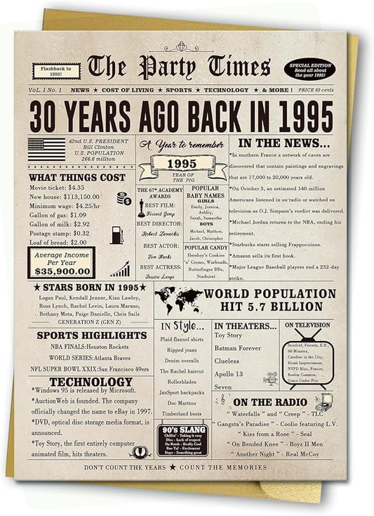 Huameigf Jumbo 30th Birthday Card Gifts for Daughter Son, Unique 30th Birthday Party Decorations for Women Men, Large 30 Years Old Bday Card for Him Her