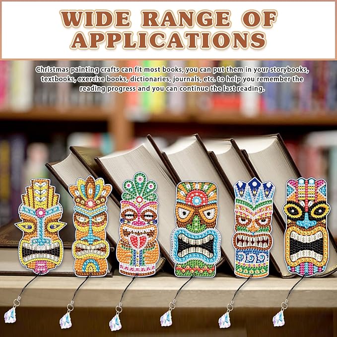 pigpigboss Diamond Painting Bookmark 6 PCS PVC Cute Animal Face Bookmark Diamond Painting Dots Art Owl Diamond Painting Bookmark for Adult Kids Book Decor Gift