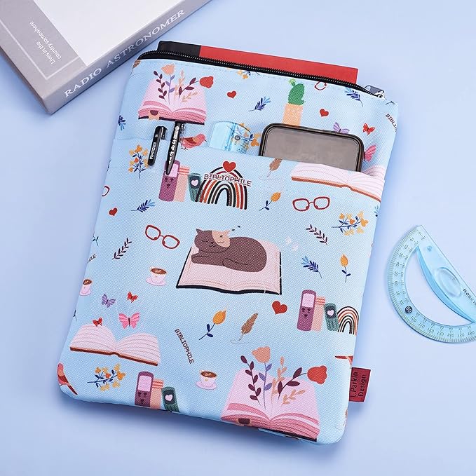 Book Sleeve for Book Lovers, Bookish Book Protector, Book Covers for Paperbacks, Washable Fabric, Book Sleeves with Zipper, Medium 11 Inch X 8.7 Inch