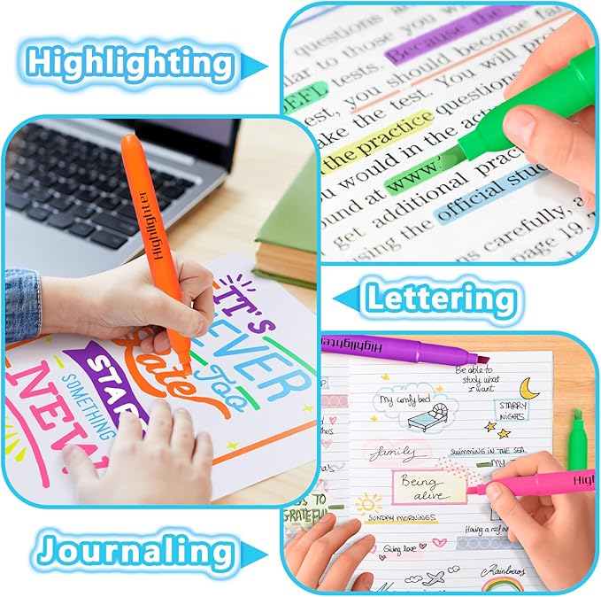 Duchong 108 Count Highlighters, Chisel Tip Dry-Quickly Highlighter Markers, Assorted Colors Highlighters Bulk Pack for Adult Kids, Office Classroom Must Have, School Supplies for Teachers