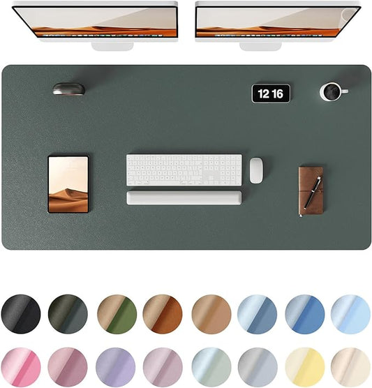 YSAGi Leather Desk Protector, Office Mat, Large Mouse Mat, Non-Slip PU Leather Blotter, Laptop Desk Pad, Waterproof Writing Pad for Office and Home (Dark Green, 47.2" x 23.6")