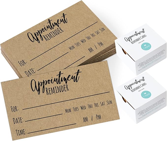 400 Appointment Reminder Cards - Kraft Style for Business, Hair Salon, Dental Office, Massage Therapist, Grooming, Hairdresser, Medical Doctors and More - Bulk Pack of Your Next Appointment Cards