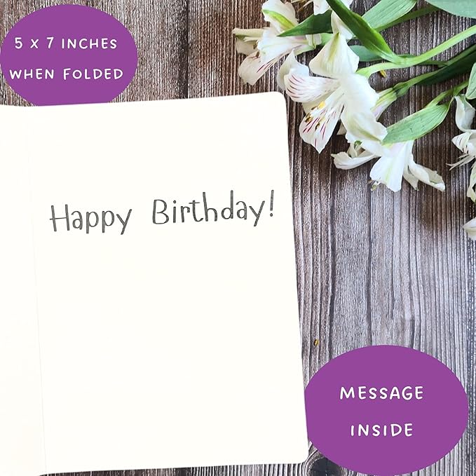 Whitman and Daughter Funny Happy Birthday Card for Him or Her (1 Premium Card, 5X7 Inch) witty purple bday card for adults with a dry sense of humor - 795