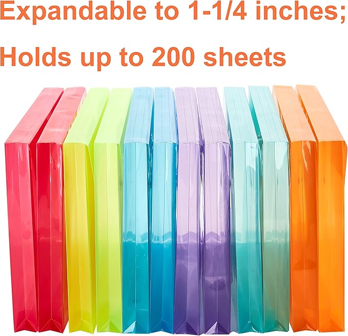 Plastic Legal Size Envelopes with String Tie Closure, 1-1/4" Expansion, Side Load, Clear File Folders Poly Project Paper Documents Puzzle Organizer for Office School Home (Blue -12P)