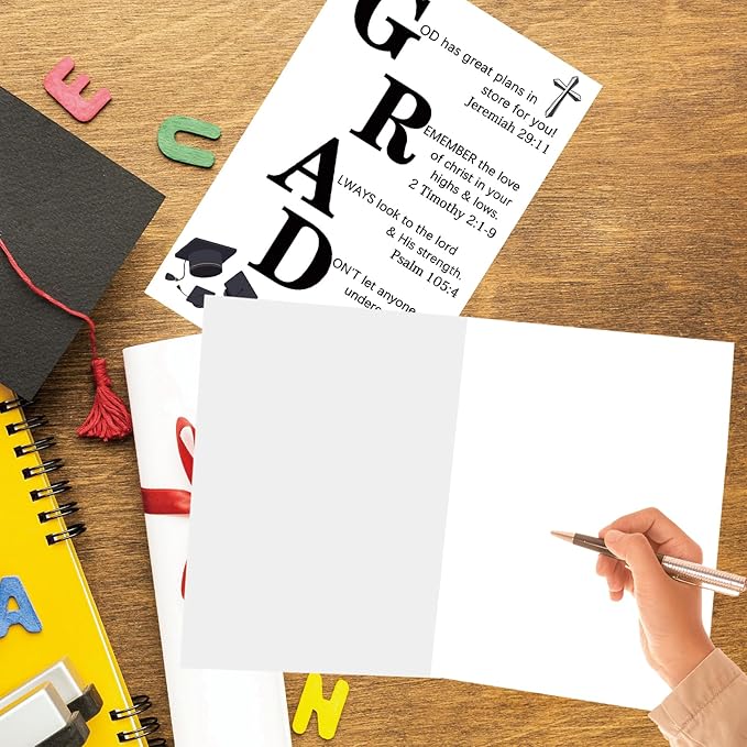 Christian Graduation Congratulations Card – Inspirational Graduation Gifts for 2025 – Good Luck Card, Bible Verses Congratulations Gift, Christian Graduation Decorations