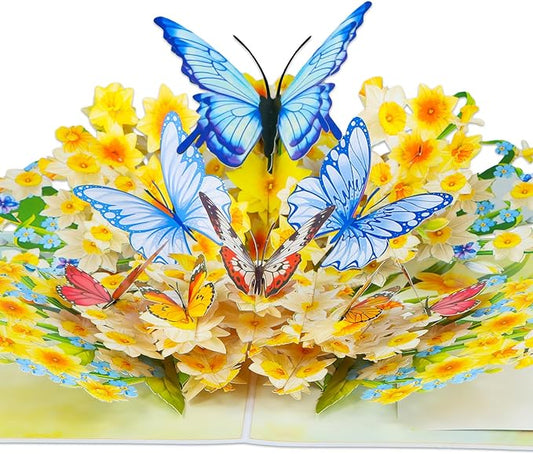 D4DREAM 3D Floral Butterfly Card for Women - Mothers Day Butterfly Flowers Pop Up Greeting Card Thinking of You Cards Sympathy Memorial Birthday Gifts for Grandma Mom Wife
