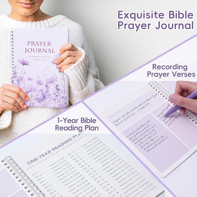 XKDOUS Bible Study Supplies Journaling Kit for Women, Bible Study Kit, Bible Study Tools with Prayer Journal Pencil Case Bible Accessories, Christian Gifts for Women, Purple
