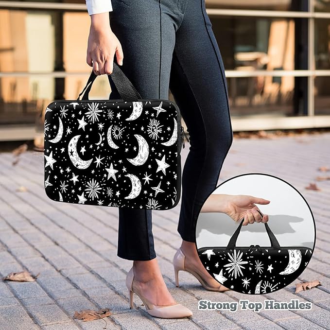 Universal Laptop Sleeve Tablet Case 12 inch, Moons Stars Slim Carrying Case Durable Handbag Travel Laptop Bag for Surface Pro 9 8 7/Laptop Go 2 3, MacBook Air 11/12