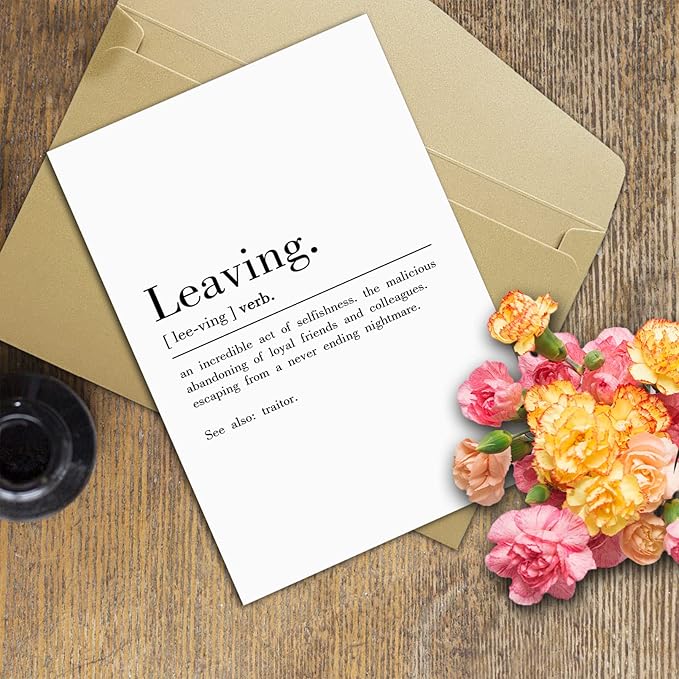 Ziwenhu Funny Going Away Gift for Coworker, Leaving Definition Card for Him Her, Naughty Coworker Gifts for Women