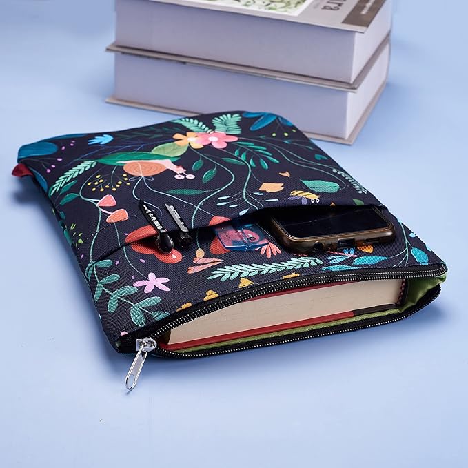 Book Sleeve for Book Lovers, Bookish Book Protector, Book Covers for Paperbacks, Washable Fabric, Book Sleeves with Zipper, Medium 11 Inch X 8.7 Inch