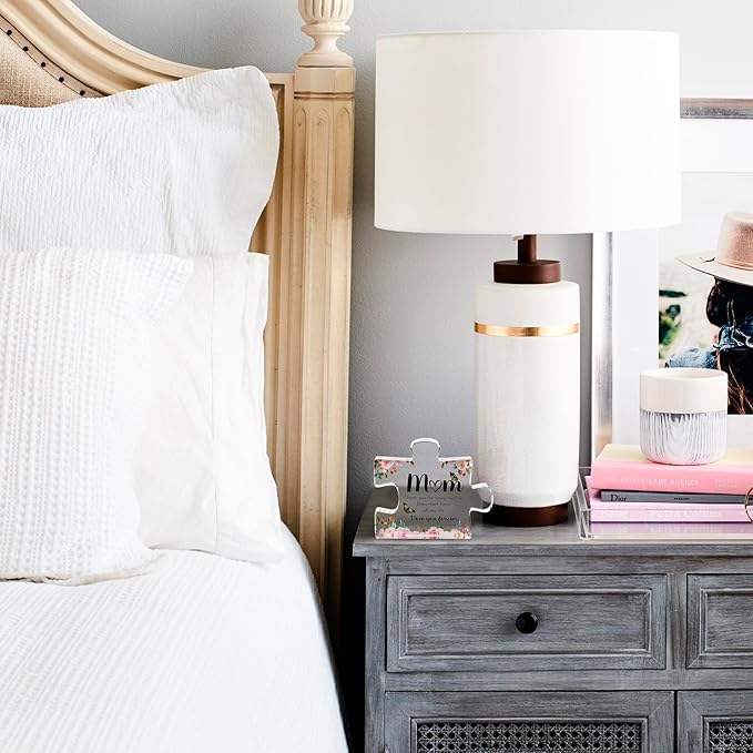 VELENTI Gifts for Mom - Cute Engraved Acrylic Block Puzzle Piece - Adorable Mum Gift from Son, Daughter - Fun Christmas, Mothers Day, Retirement Gift Idea - Fancy Decoration Piece for Home, Office