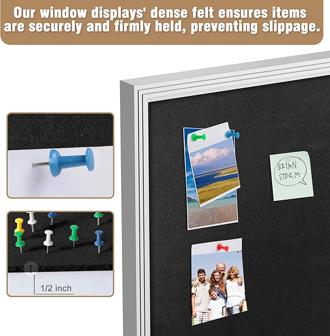 48"x34" Enclosed Bulletin Board, Outdoor Lockable Weather-Resistant Aluminum Cork Noticeboard for School & Office, Silver Frame w/Black Flet