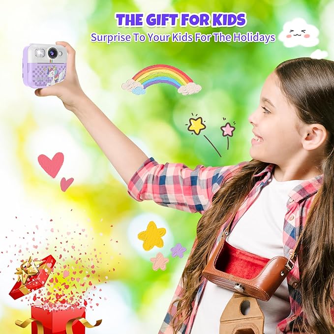 Kids Toddler Camera Instant Print Toys,1080P Children Printable Camera,Christmas Birthday Gifts for Girls Boys Age 3-10 with 3 Roller Photo Paper