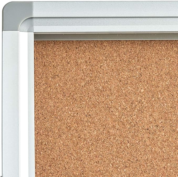 Pinboard Enclosed Bulletin Board 36 x 24 Inch Lockable Cork Noticeboard for School Office, Wall Display Case with Lock (Cork Board)