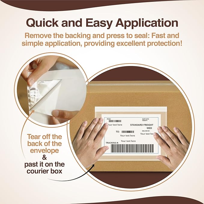 8.5x11 Shipping Label Sleeves 500 Pack Strong Adhesive Back for Secure Package Labelling, Protects Documents with Packing Slip Pouches Packing Sleeves for Mailing and Packaging -WaterProof and Durable