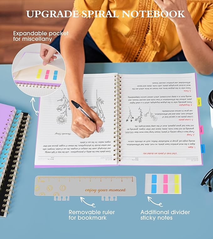 Spiral Notebook Journal 8.5” x 11”, A4 Large Notebooks for Women Men, College Ruled Lined Journal, 100 GSM Paper, Hardcover Spiral Bound Journals for Work School Writing Note Taking Business, Purple