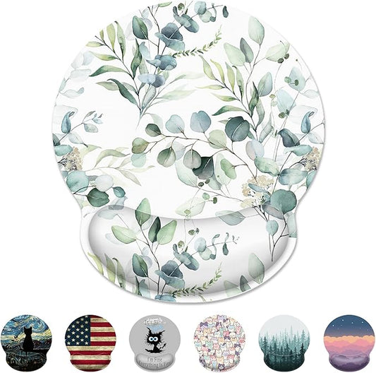 Ergonomic Mouse Pad with Wrist Support,Green Flowers Mouse Pad with Wrist Rest,Relieve Wrist Pain Mousepad Non-Slip Rubber Base,Mouse Pads for Desk,Computers,Laptop,Office,Home,Gaming,Accessories