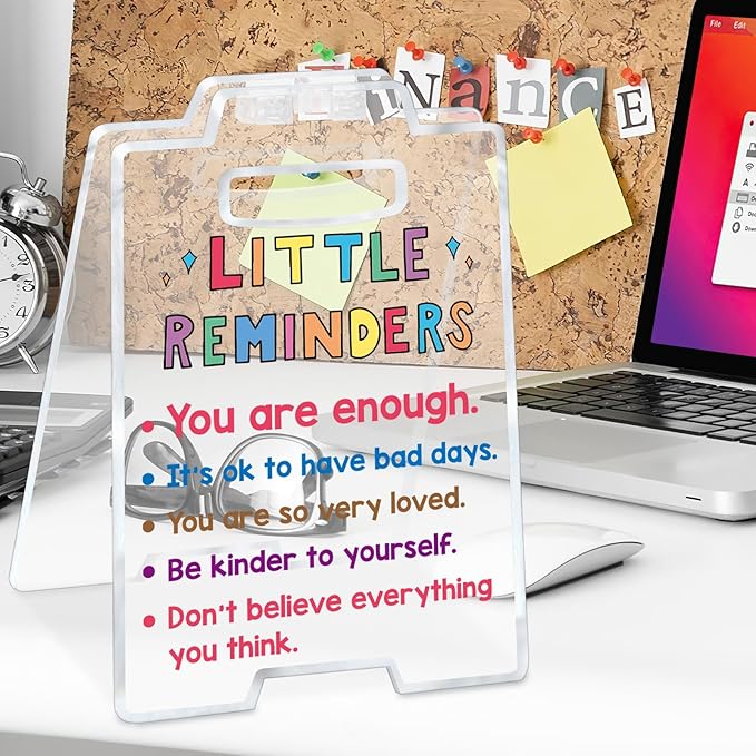 Women Office Workspace Cubicle Decor Office Desk Accessories Teacher Counselor Office Essential Little Reminders You Are Enough Mental Health Coworker Associates Christmas Inspirational Gift Clear