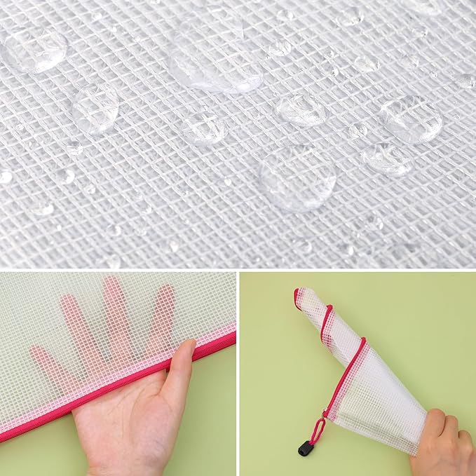 EOOUT 8pcs Mesh Zipper Pouch, Zipper Pouches for Organizing, 8 Sizes Waterproof Zipper Bags, 8 Colors Waterproof Plastic, for Travel Storage, Office Appliances