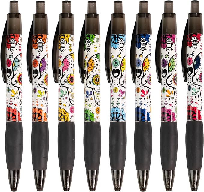 Sugar Skull Smens (2 Pack) - Scented Pens, Black Ink, Medium Point - 8 Count