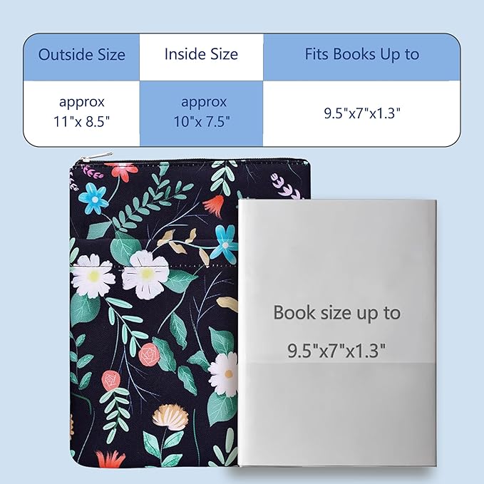 Book Sleeve for Book Lovers, Bookish Book Protector, Book Covers for Paperbacks, Washable Fabric, Book Sleeves with Zipper, Medium 11 Inch X 8.7 Inch