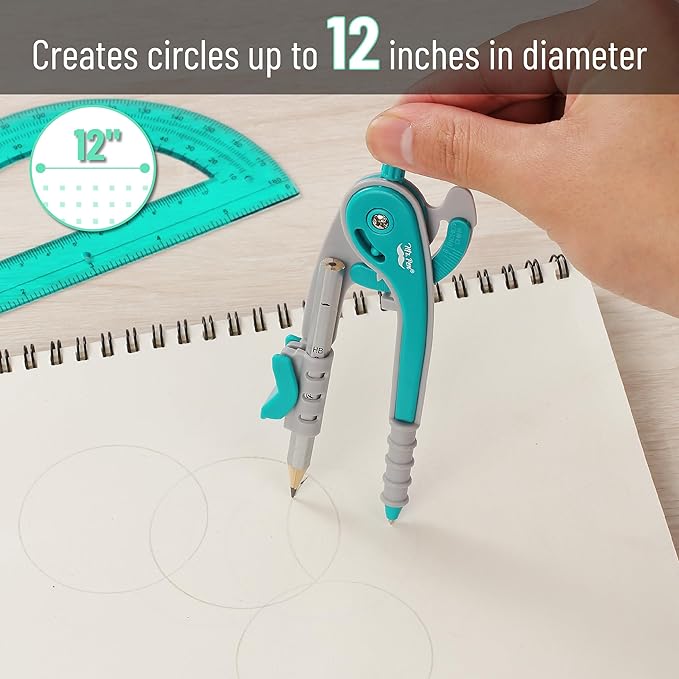 Mr. Pen- Compass and Protractor Set, Green, Compass Geometry Tool, Protractor and Compass Set, Compass Drawing Tool, Drawing Compass, Protractor Set, Geometry Compass, Math Compass for Geometry