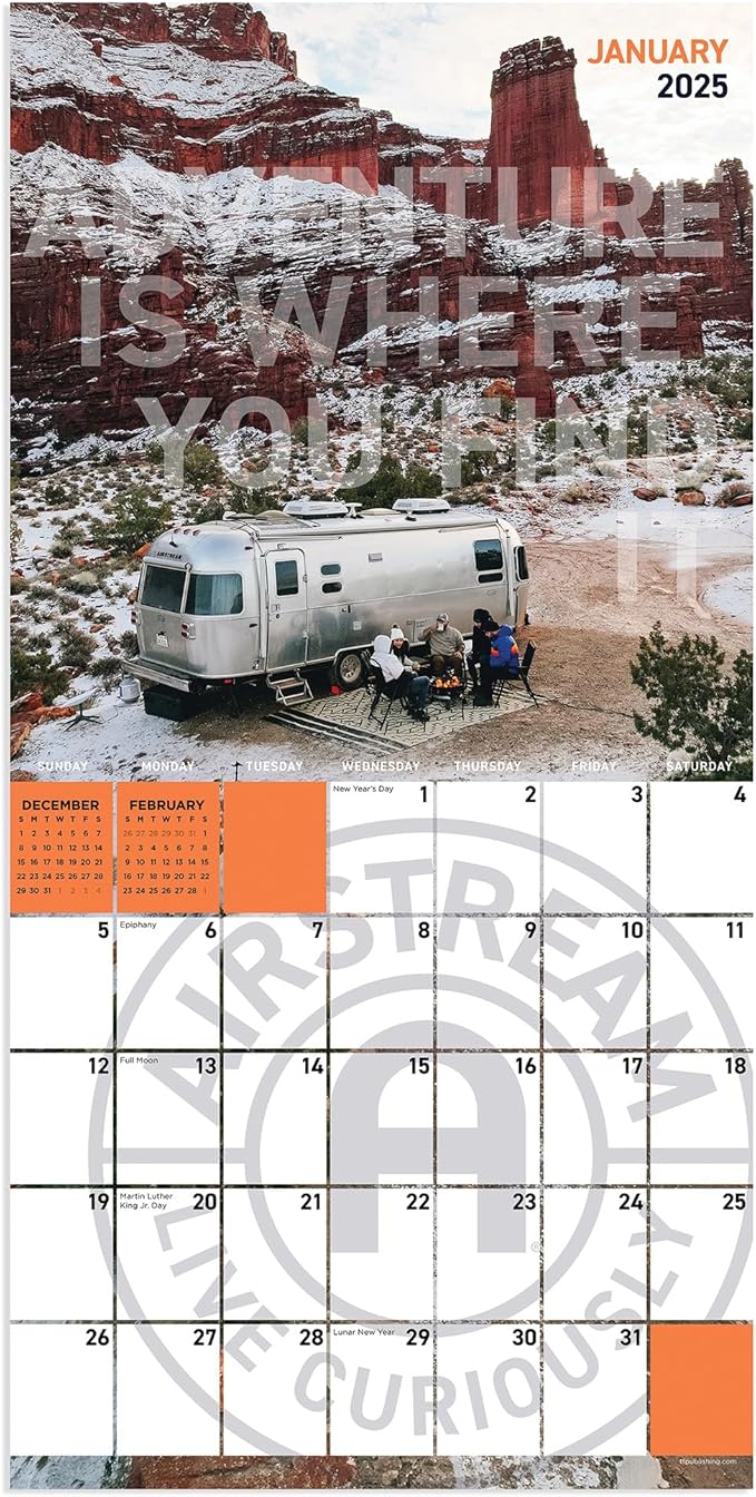 TF PUBLISHING 2025 Airstream Mini Calendar | Large Grids for Appointments and Scheduling | Vertical Monthly Wall Calendar 2025 | Home and Office Organization | Premium Matte Paper | 7"x7"