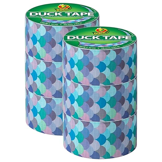 Duck Brand Duck Printed Duct Tape, 6-Roll, Mermaid (241791_C)