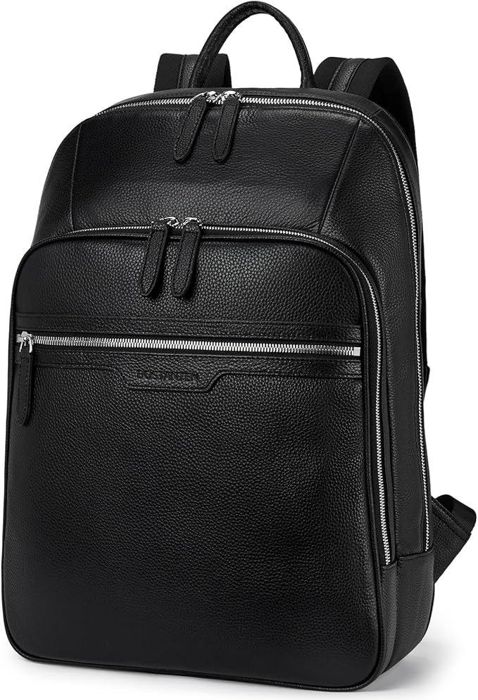 BOSTANTEN Men Leather Backpack 15.6 inch laptop Backpack Travel College Bag Black